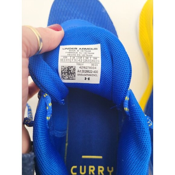 Curry Under Armour Size Mens 8.5 Womens 10 3Z7 Royal Taxi New No Box Yello Logo - Picture 11 of 12